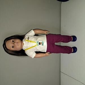 Pilot Doll with Long Brown Hair and Purple Pants